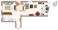 Hochwertige und moderne 2-Zimmer-Etagenwohnung inkl. Stellplatz und Kellerabteil - Grundriss