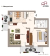 Grundriss - Schöne 2-Zimmer-Wohnung mit 2 Balkonen und Tiefgaragenstellplatz in Kirchham zu verkaufen